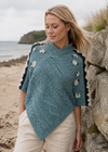 Ladies Sheep Scene V Neck Poncho - Summer Storm