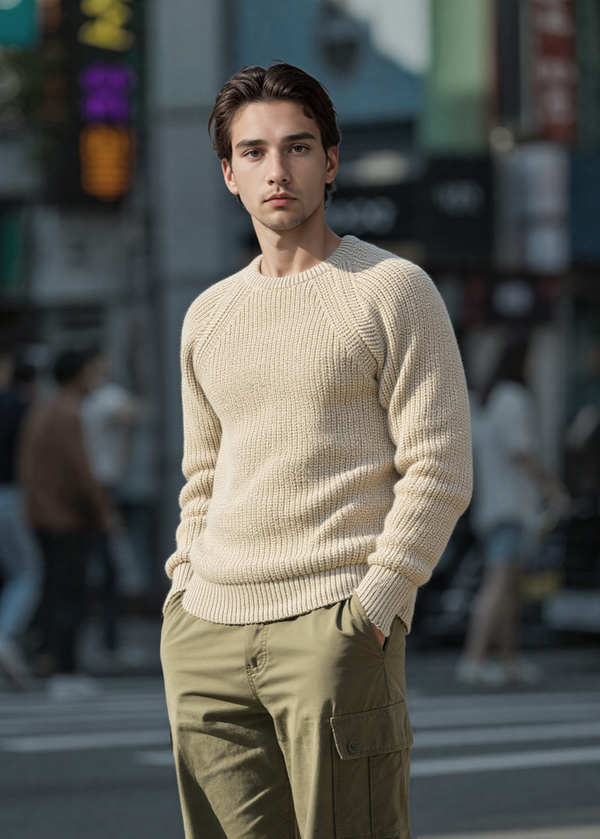 Fisherman Rib Merino Sweater | Camel