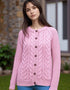Merino Lumber Aran Cardigan | Pink - Clearance
