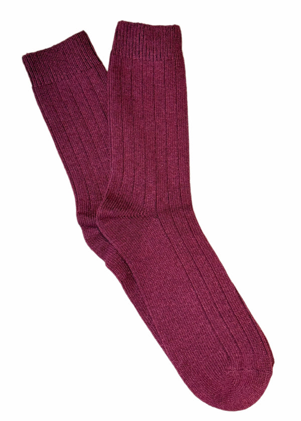 West of Ireland Cashmere Mix Socks | Wine