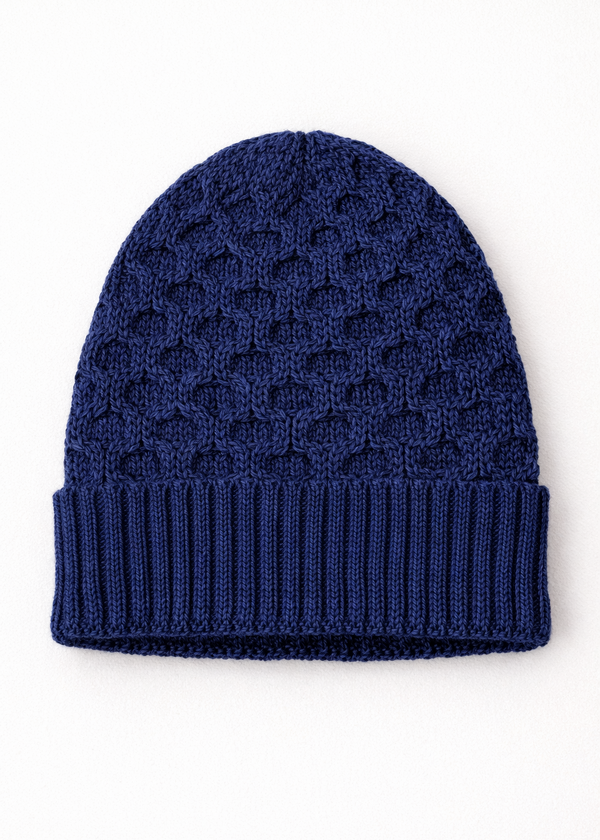 Aran Merino Wool Hat - Navy