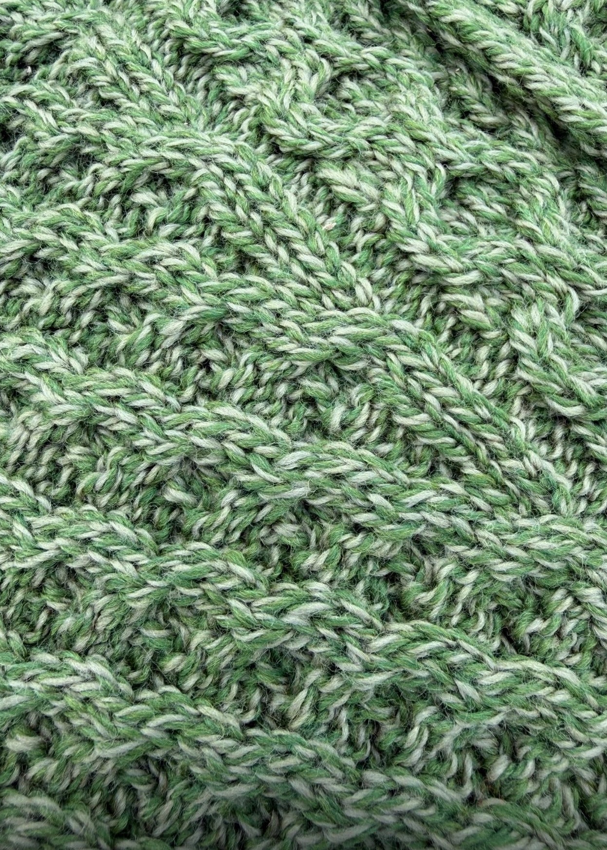Aran Lumber Cardigan | Green Leaf | 100% Merino Wool