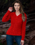 Aran V Neck Cashmere Sweater | Red