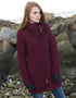 Double Collar Aran Sweater Coat | Wine