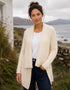 IrelandsEye Damen-Aran-Cardigan mit Wasserfallmuster | Natur