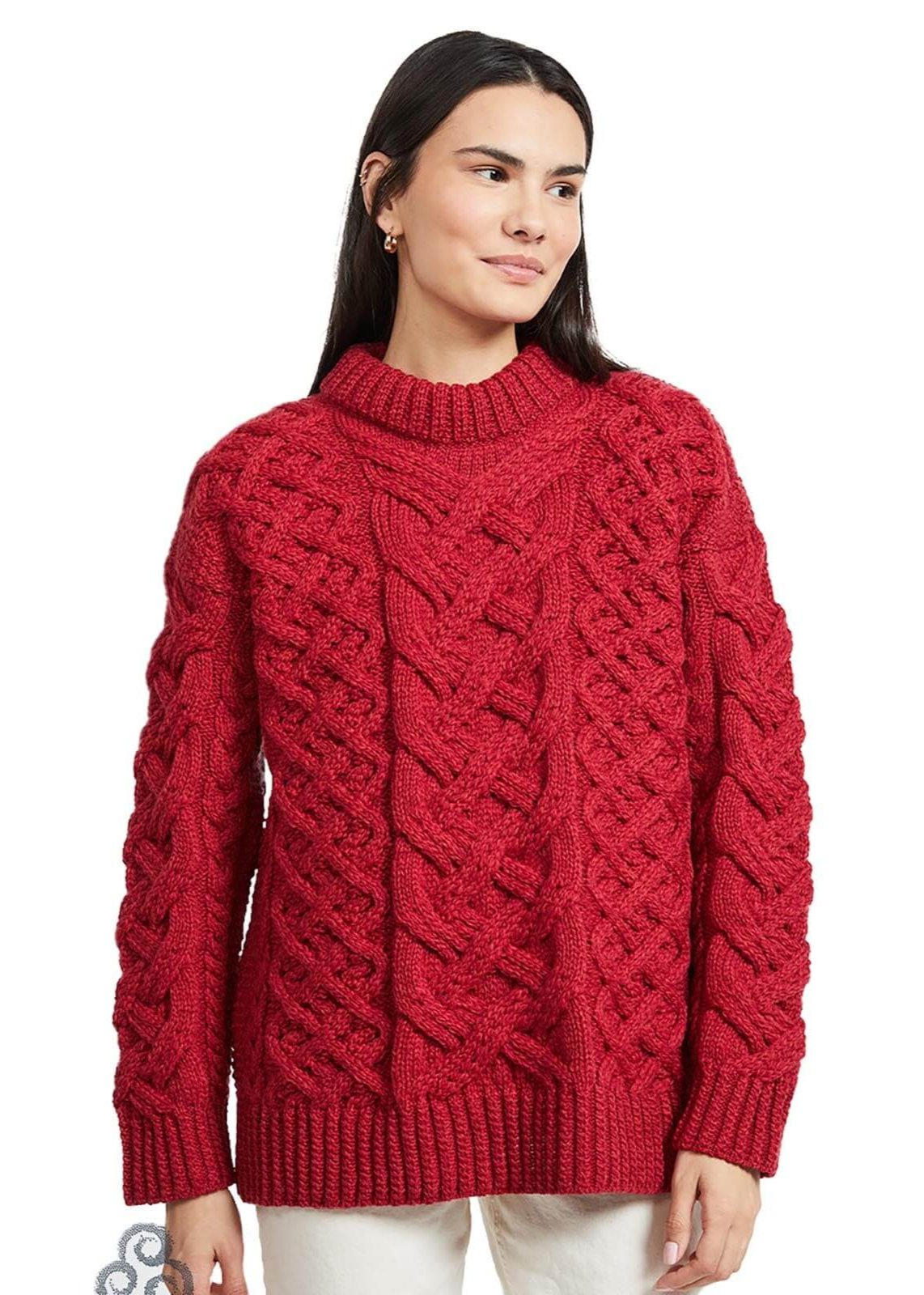 Oversized Aran Trellis Sweater | Red