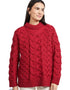 Oversized Aran Trellis Sweater | Red - Clearance