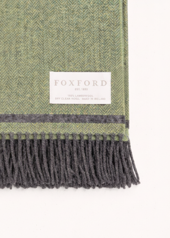 Foxford Lambswool Throw | Eoghan - Leaf Charcoal