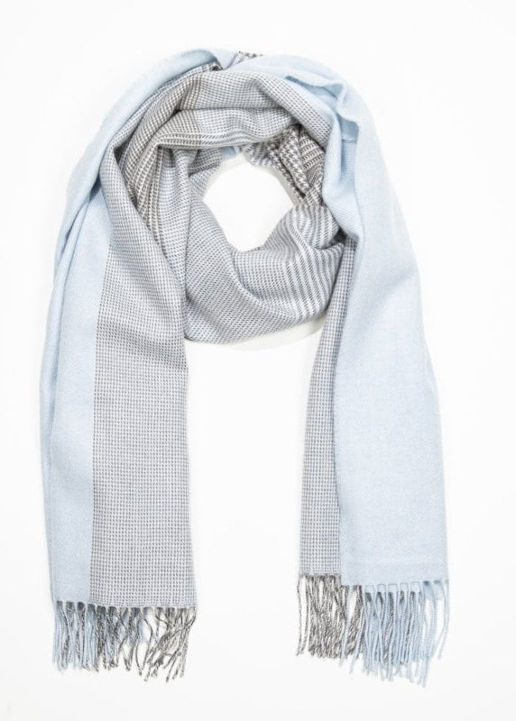 Oversized Merino Scarf | Baby Blue Glencheck
