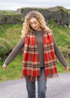 Oversized Merino Scarf | Rust Brown Beige Plaid