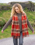 Oversized Merino Scarf | Rust Brown Beige Plaid