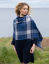 Oversized Merino Scarf | Blue Grey Plaid