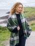 Oversized Merino Scarf | Green Navy Cream Plaid