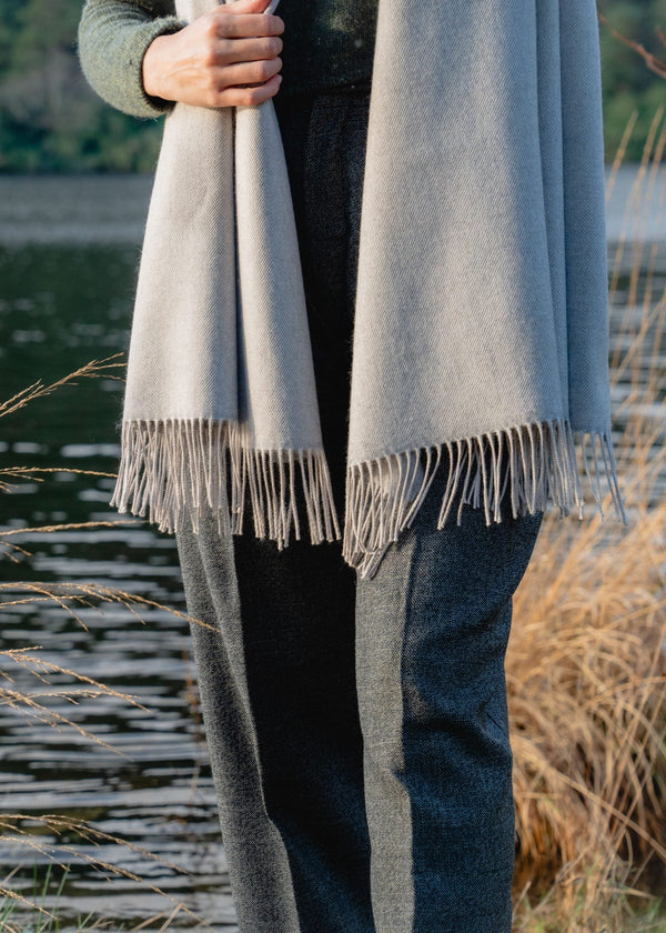 Oversized Merino Scarf | Grey Oyster