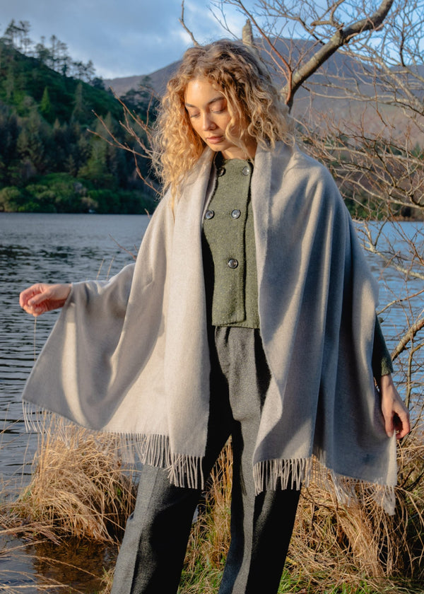 Oversized Merino Scarf | Grey Oyster