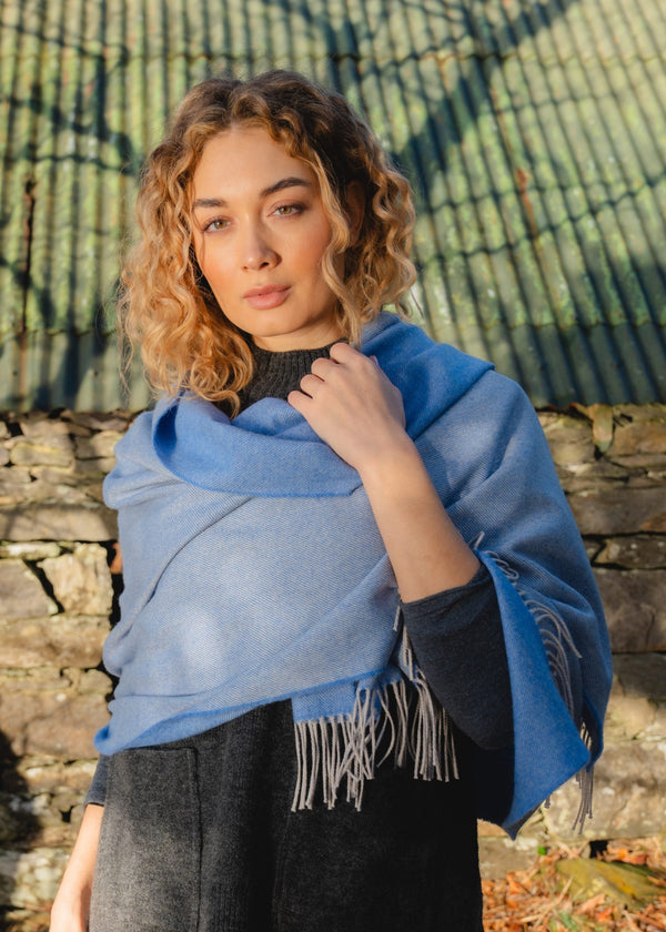 Oversized Merino Scarf | Blue Oyster