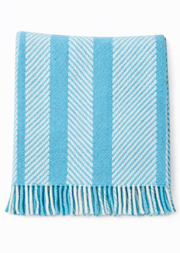 Foxford Merino Wool Throw | Aqua Stripe