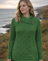 Claddagh Zip Aran Cardigan | Green Leaf | 100% Merino Wool - Clearance