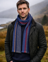 Mucros Donegal Wool Scarf | Red Stripe | Handwoven Irish Heritage