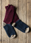 Tricolor 100% Merino Wool Socks | Burgandy