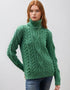 IrelandsEye Polo Neck Aran Sweater | Green Marl