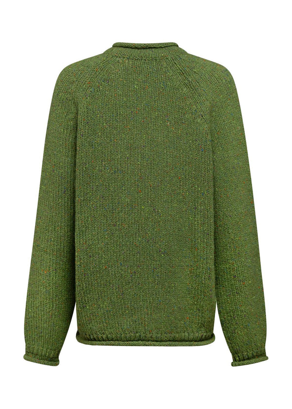 Ladies Roll Neck Fisherman Sweater | Green