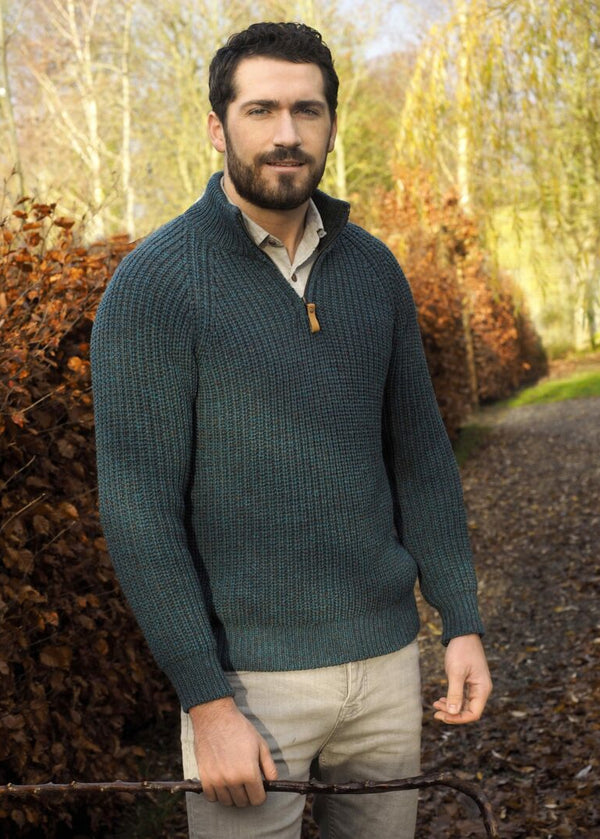 Men's Aran Fisherman's 1/2 Zip Sweater | Peacock