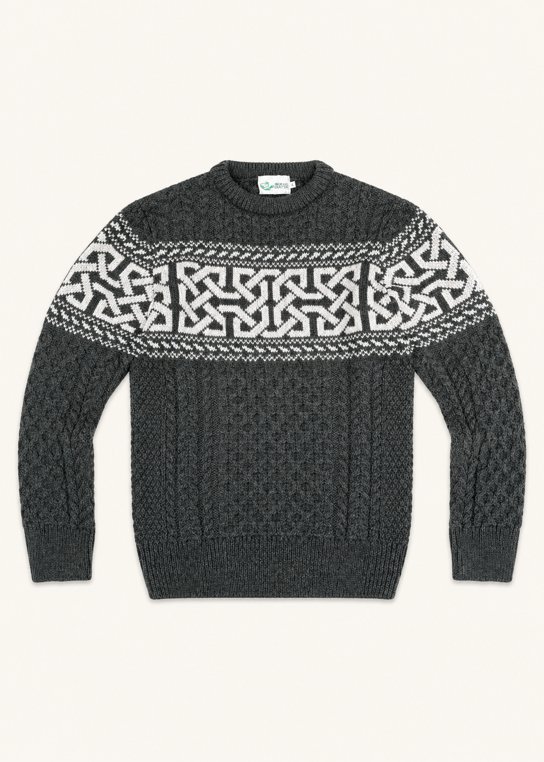 Aran Celtic Design Cable Knit Sweater | Army Green
