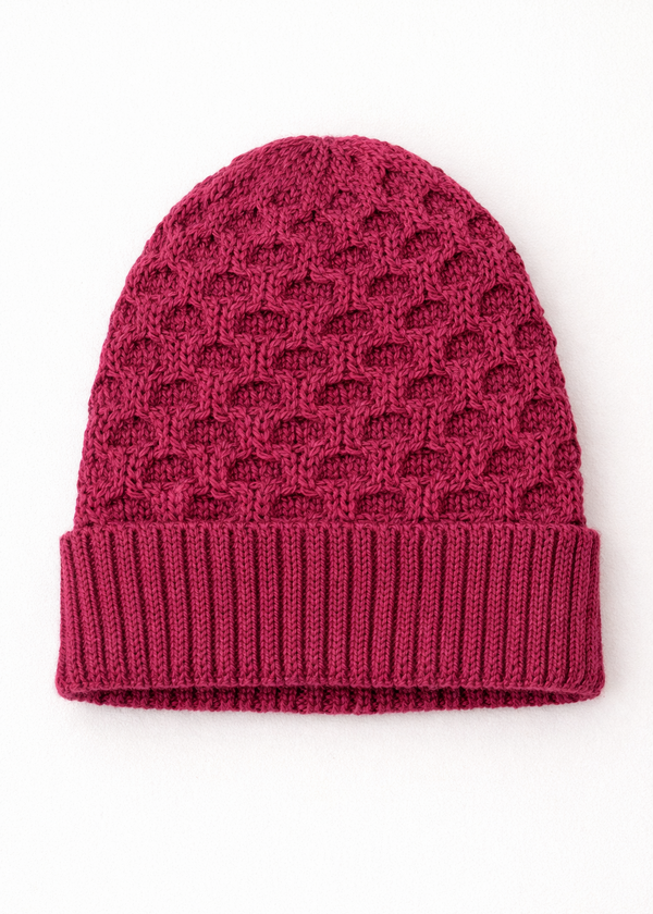 Aran Merino Wool Hat - Raspberry Marl