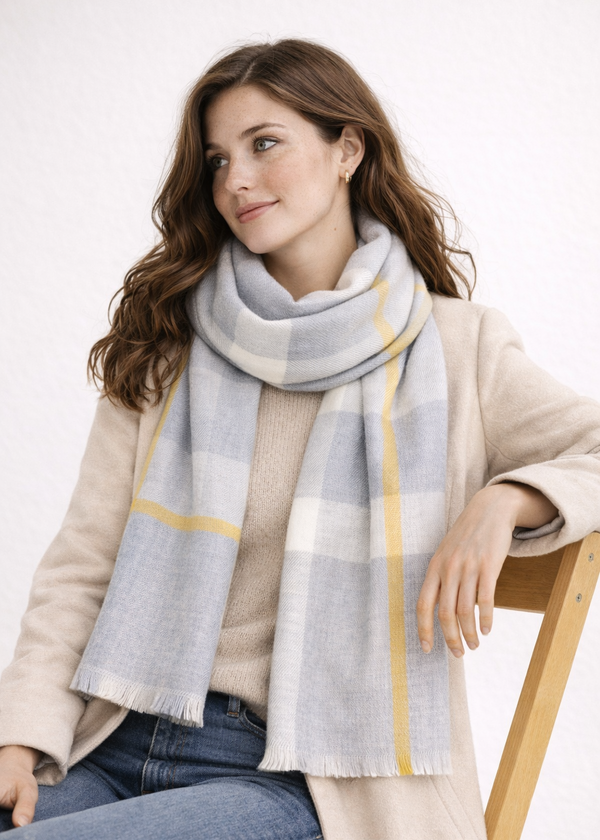 Foxford Giant Merino Scarf | Grey Gold