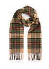 John Hanly Merino Scarf | Green Brown Charcoal Camel Check