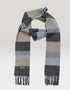 Irish Cashmere Wool Scarf Denim Taupe Grey Weft Stripe
