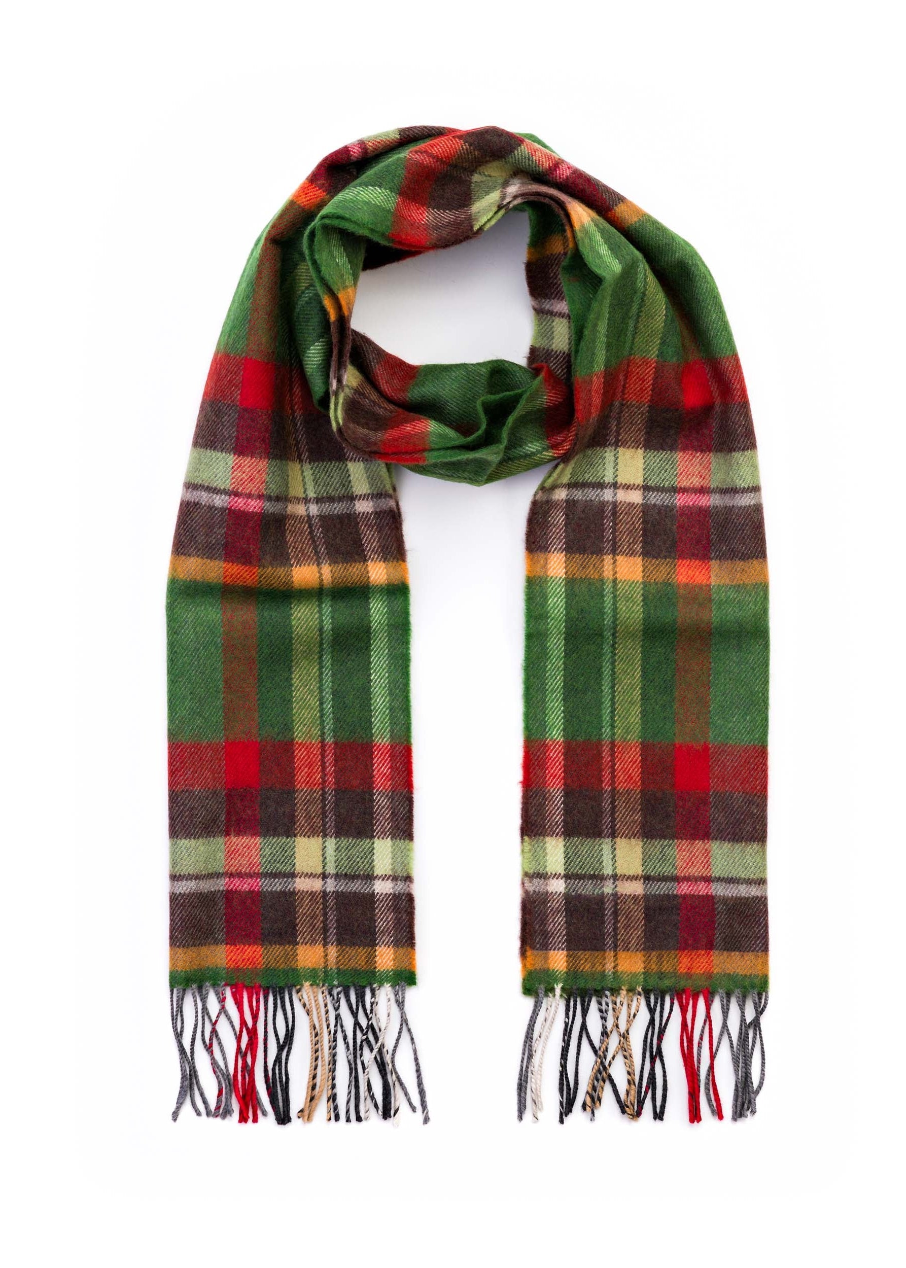 John Hanly Merino Scarf | Green Rust Orange