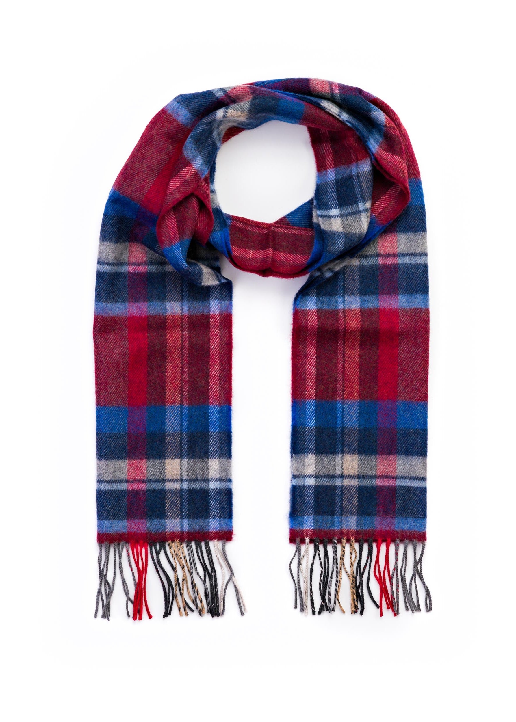 John Hanly Merino Scarf | Wine Blue Sky