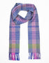 Irish Cashmere Wool Scarf | Blue Pink Green Check