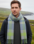 Écharpe en laine cachemire irlandaise | Carreaux gris, verts et bleus
