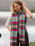 John Hanly Merino Scarf | Pink Raspberry Blue Green Block Check