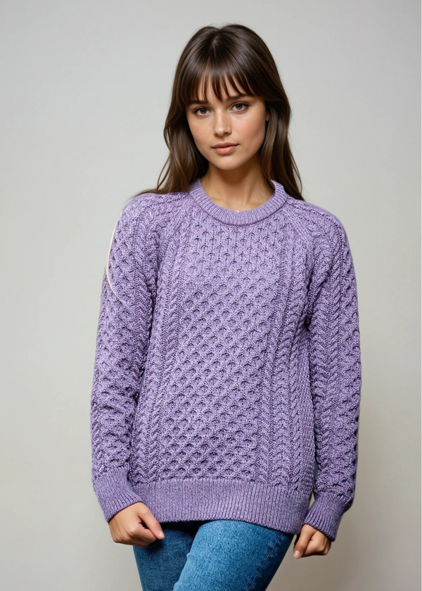 Ladies Slim-Fit Aran Sweater | Lavender