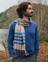 John Hanly Merino Scarf | Blue Brown Rust Stone Check