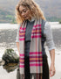 John Hanly Merino Scarf | Pink Wine Orange Stone Check