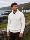 Aran-Pullover für Herren mit Schalkragen | Naturmerinowolle