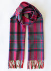 John Hanly Merino Scarf | Pink Slate Navy Blue Check Herringbone