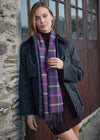 John Hanly Merino Scarf | Purple Pink Green Beige Check