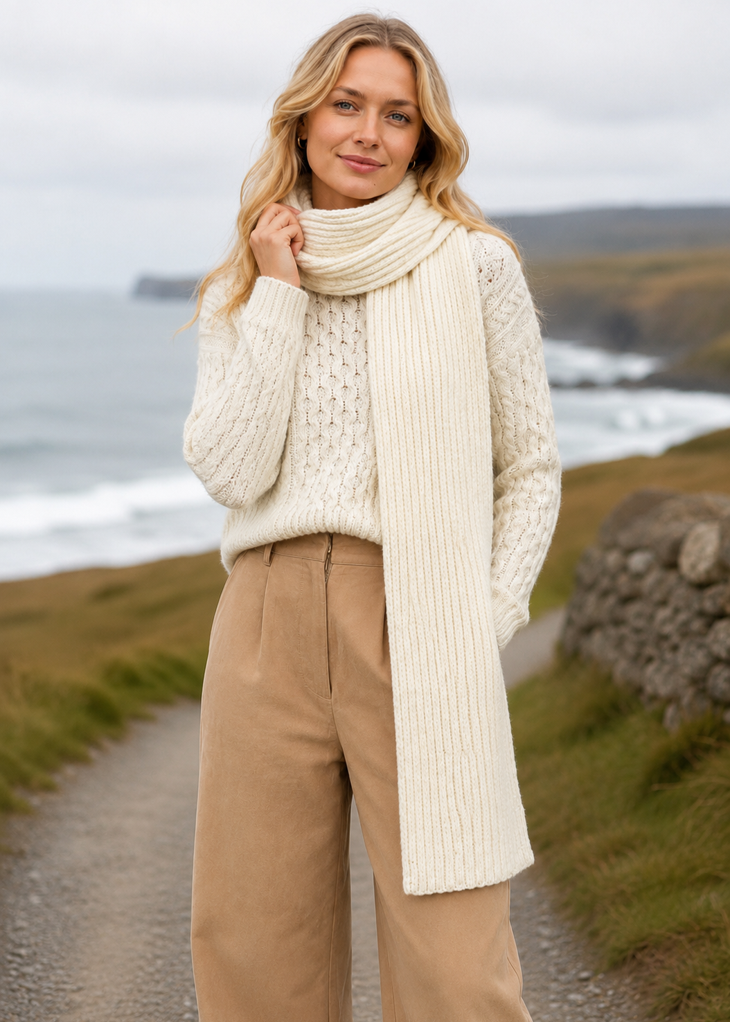 Luxe Ribbed Cashmere Merino Scarf | Chalkstone