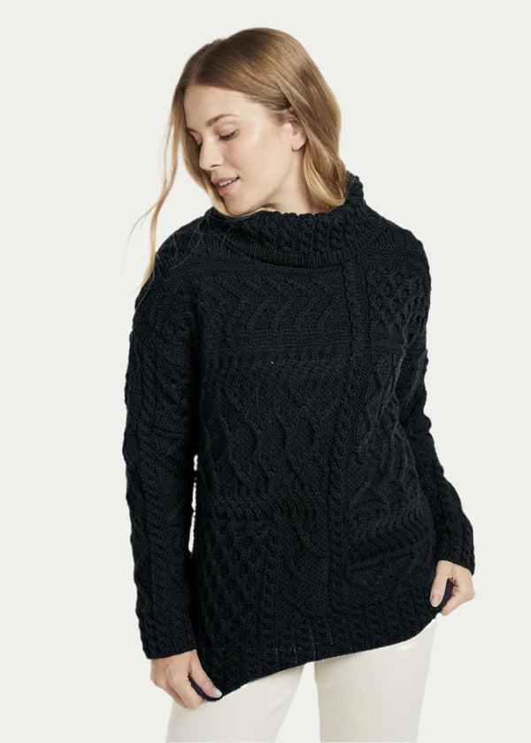 Skellig Oversized Aran Sweater | Black