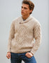 Aran Shawl Neck Sweater | Camel