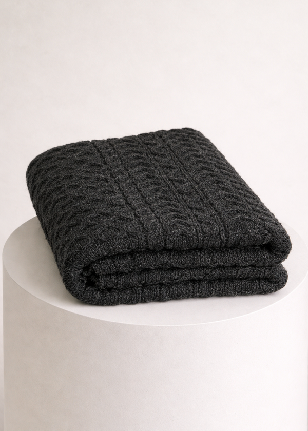 Aran Honeycomb Blanket | Charcoal - Clearance