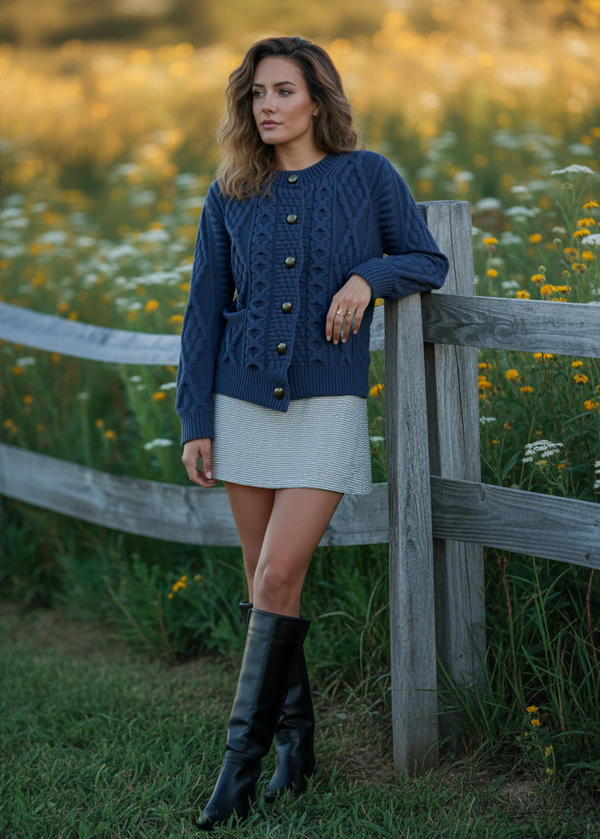 Ladies Aran Cardigan | Black Watch