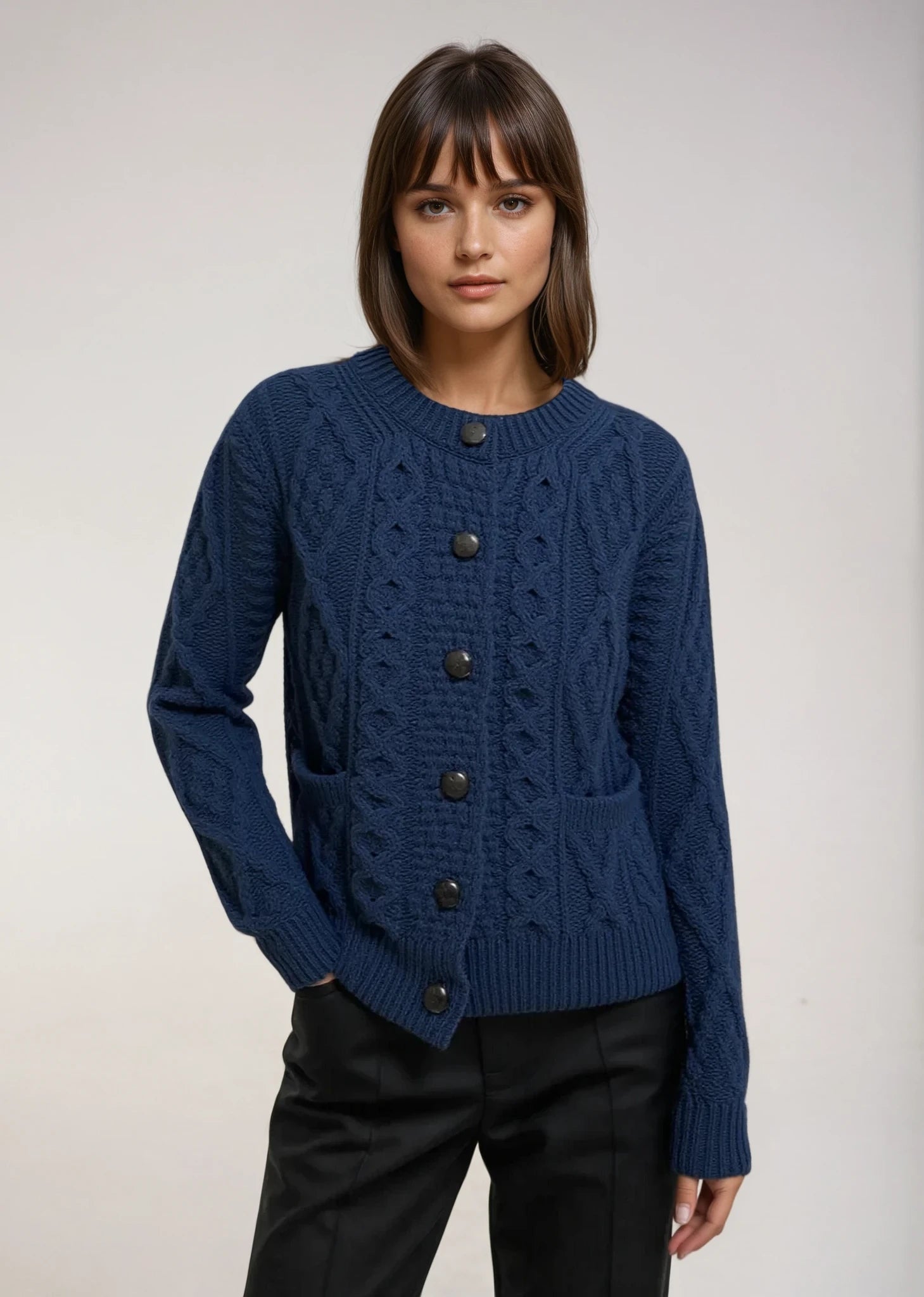 Ladies Aran Cardigan | Black Watch