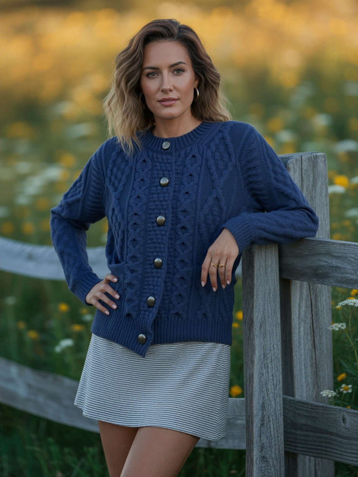 Ladies Aran Cardigan | Black Watch